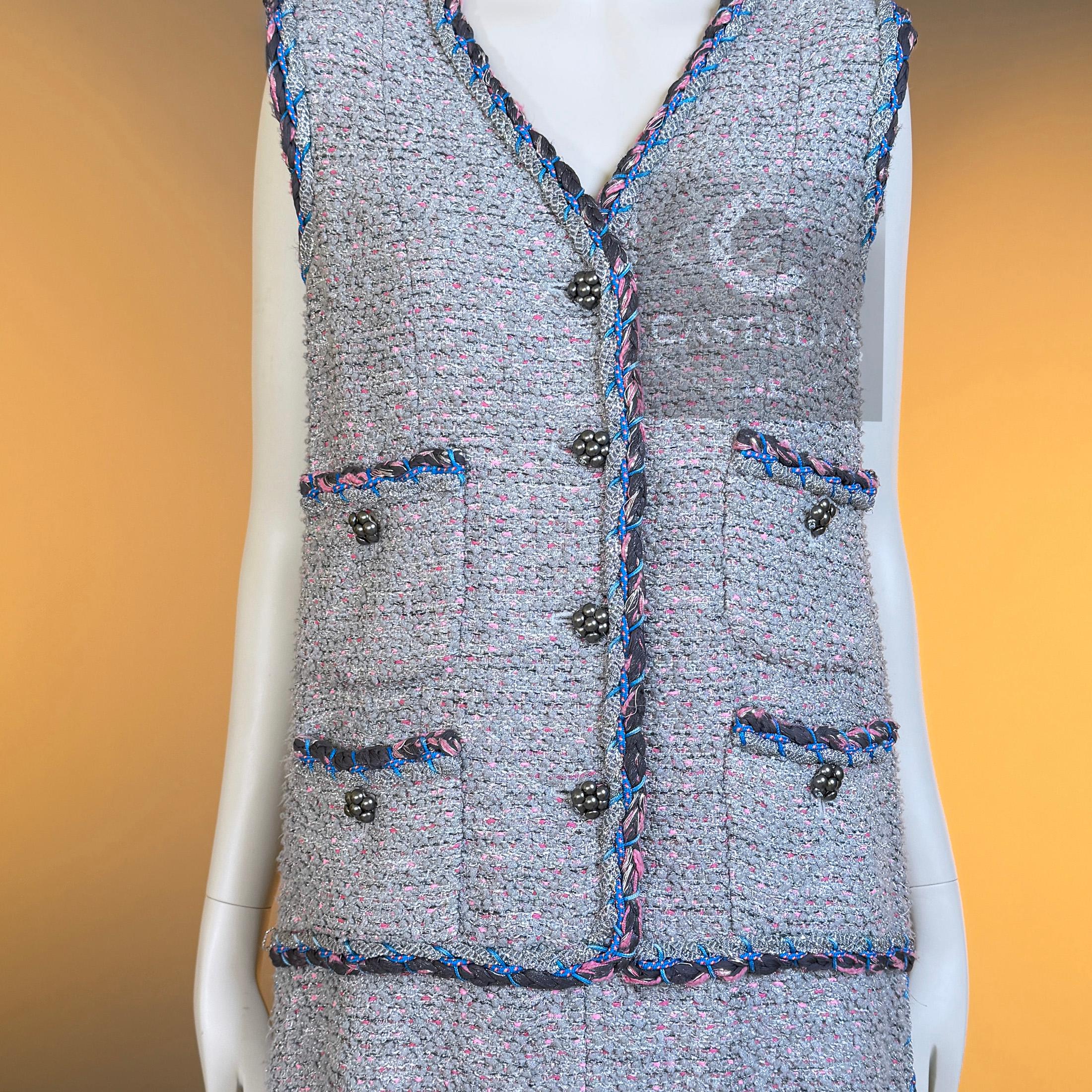 CHANEL 9K$ Vestido de tweed arte contemporáneo icónico 40 FR en venta 6