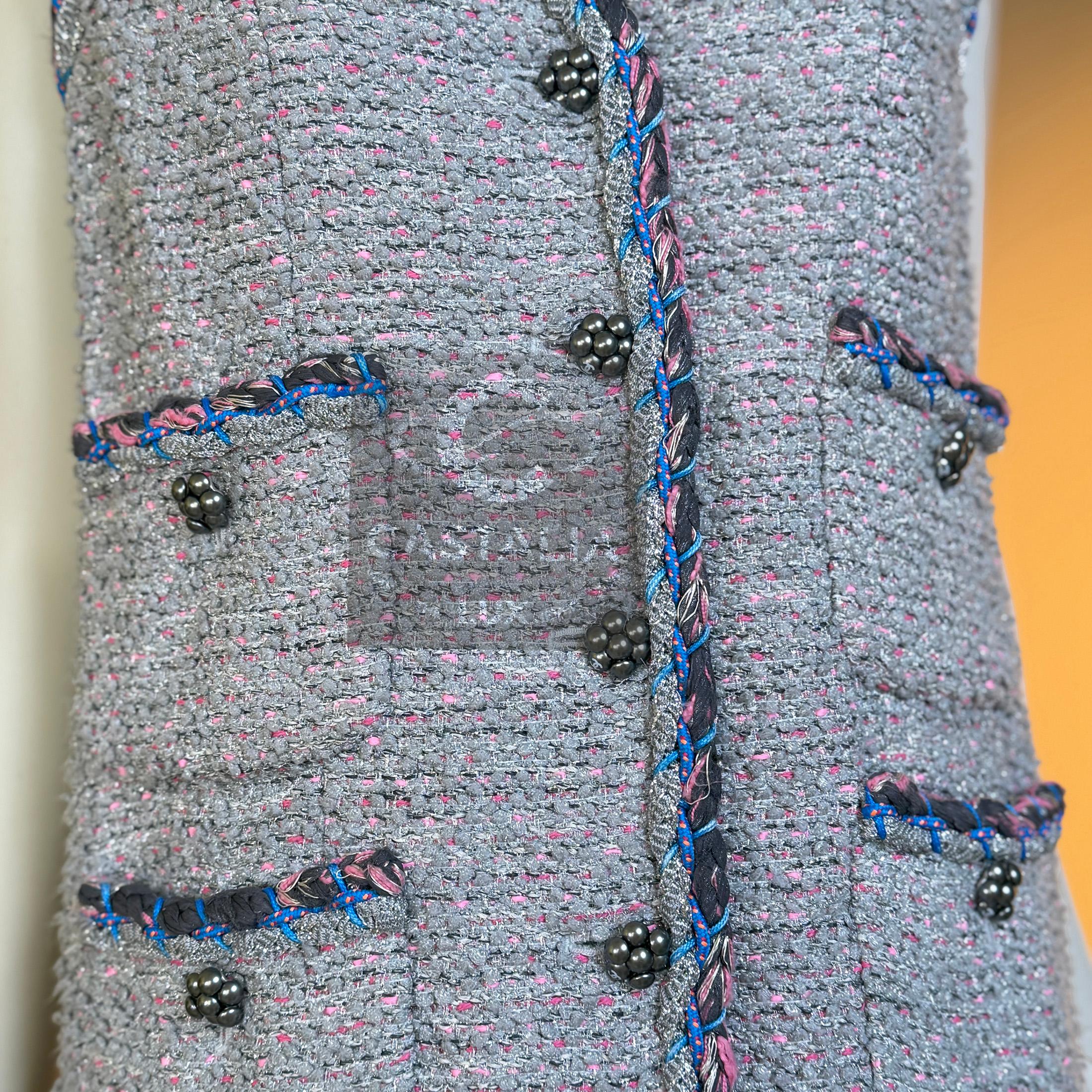 CHANEL 9K$ Vestido de tweed arte contemporáneo icónico 40 FR en venta 7