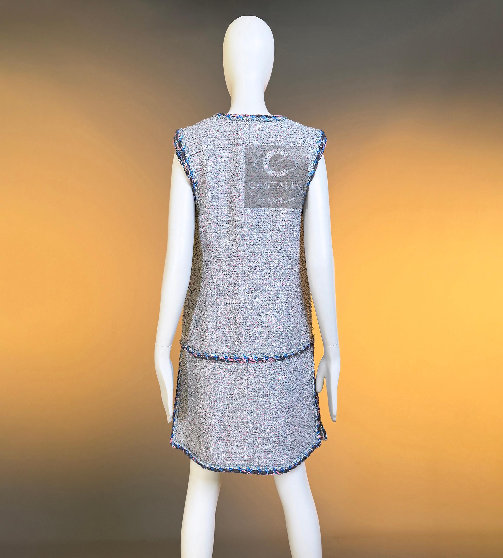 CHANEL 9K$ Vestido de tweed arte contemporáneo icónico 40 FR en venta 14