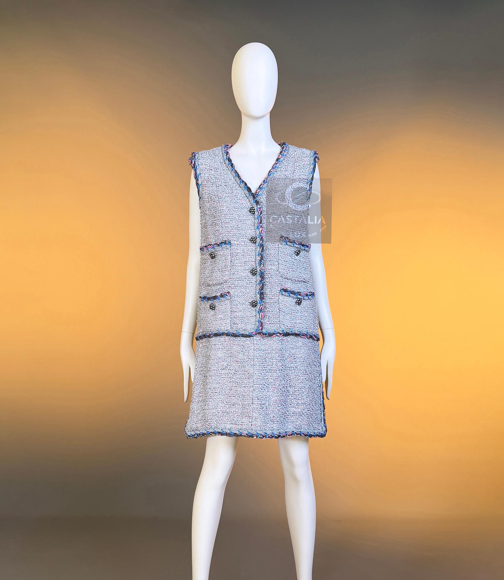 CHANEL 9K$ Vestido de tweed arte contemporáneo icónico 40 FR en venta 3