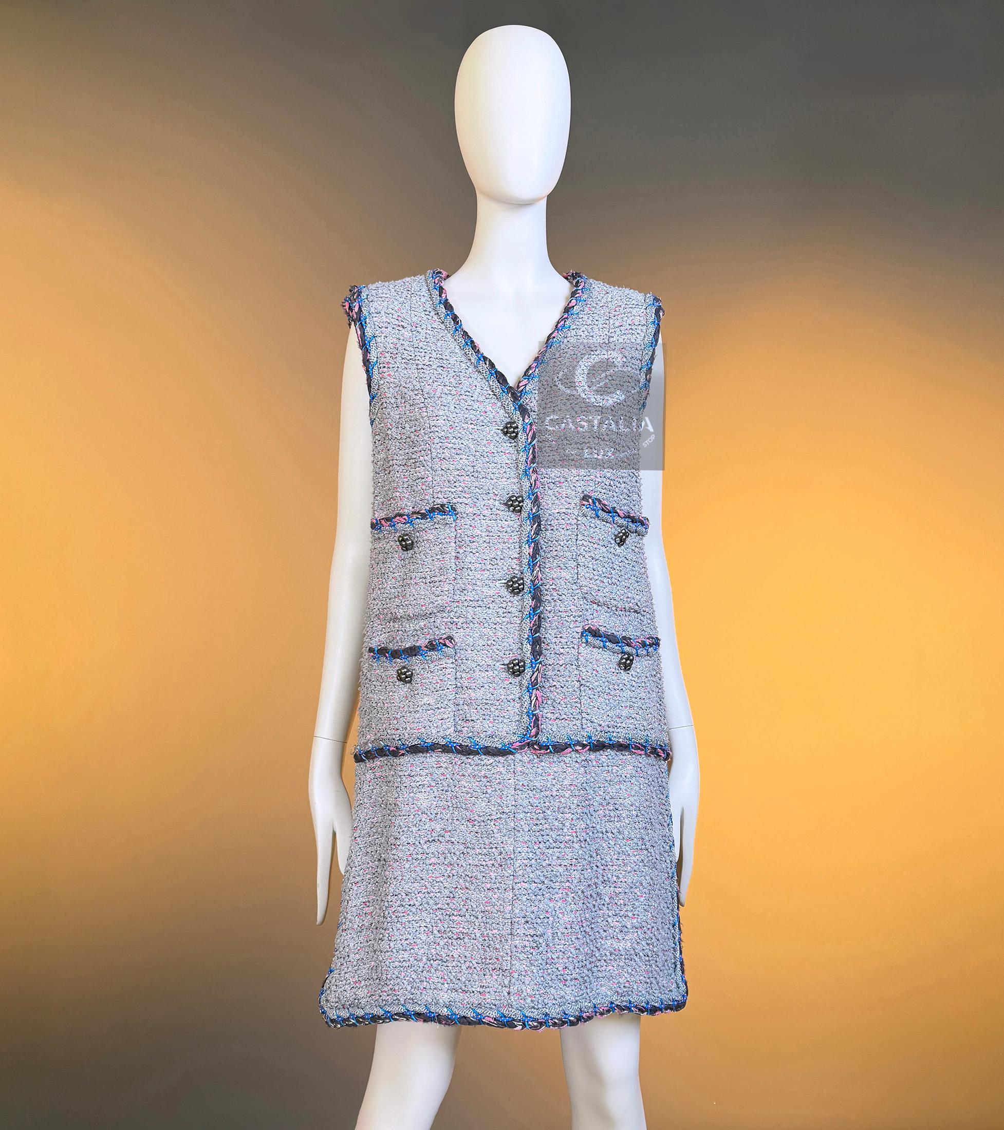 CHANEL 9K$ Vestido de tweed arte contemporáneo icónico 40 FR en venta 4