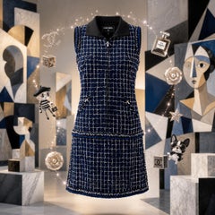 Chanel 9K$ Iconic Collection Icone Robe en tweed marine 48 FR