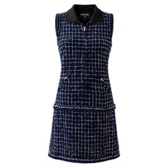 Chanel 9K$ Iconic Graffiti Collection Navy Tweed Dress 48 FR