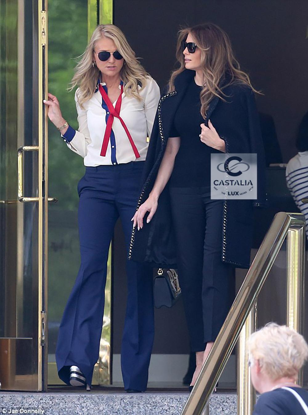 Stunning Chanel black tweed jacket with chain trim ~ from Paris / SALZBURG Collection~ as seen on Melania TRUMP !
~ Boutique price ca. 9,000$ 
Size mark 34 FR / Condition: never worn
- CC logo jewel Gripoix buttons
- chain link trim throughout
-