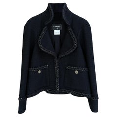 Chanel 9K$ Melania Trump Style Black Tweed Jacket with Chains 34 FR