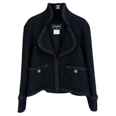 Chanel 9K$ Melania Trump Style Black Tweed Jacket with Chains 34 FR