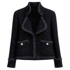 CHANEL 9K$ Melania Trump Style Black Tweed Jacket with Chains 40 FR