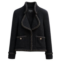 CHANEL 9K$ Melania Trump Style Black Tweed Jacket with Chains 40 FR