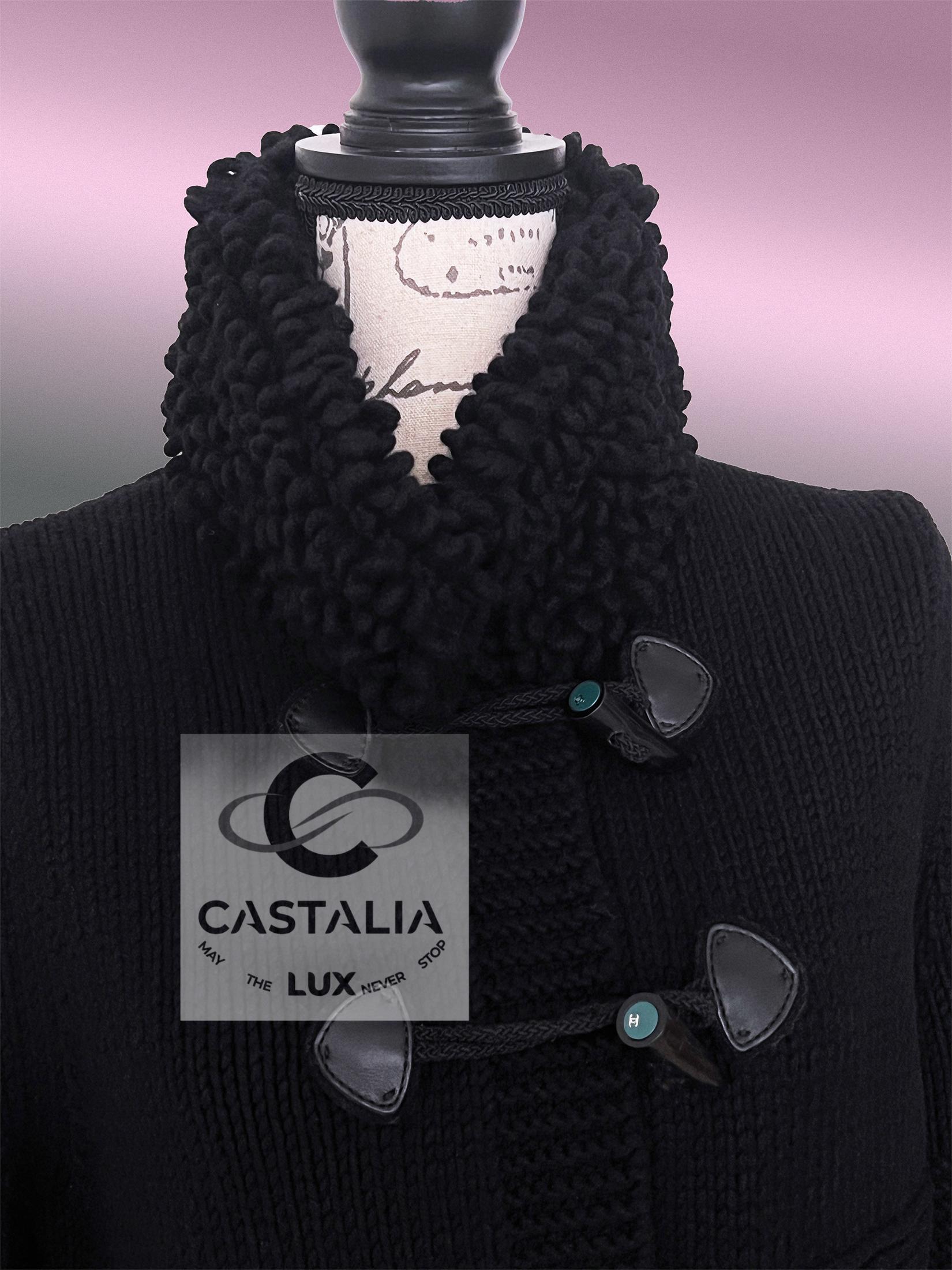 Chanel 9K$ Nueva Chaqueta negra de cachemira esponjosa 40 FR en venta 5