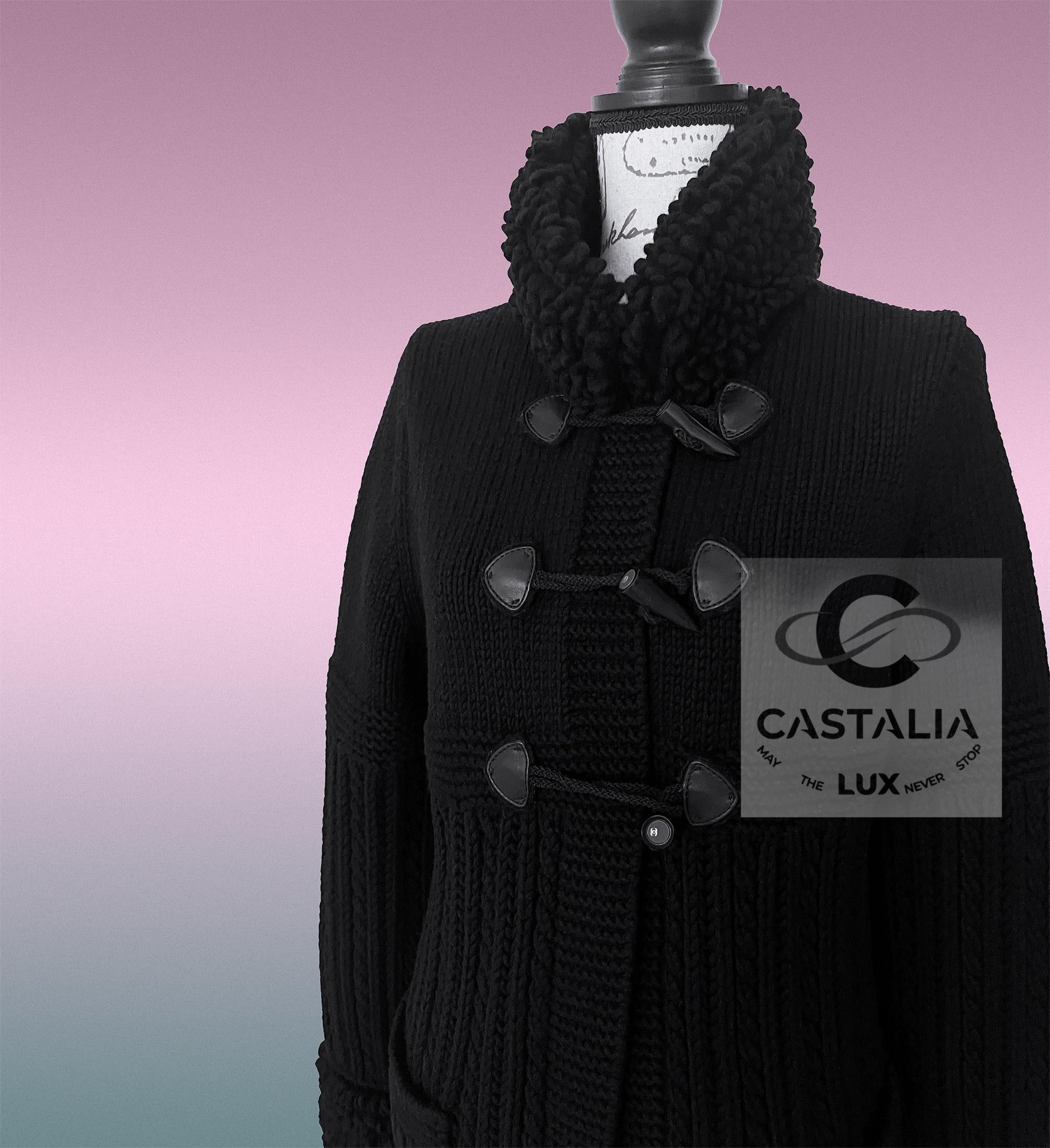 Chanel 9K$ Nueva Chaqueta negra de cachemira esponjosa 40 FR en venta 4