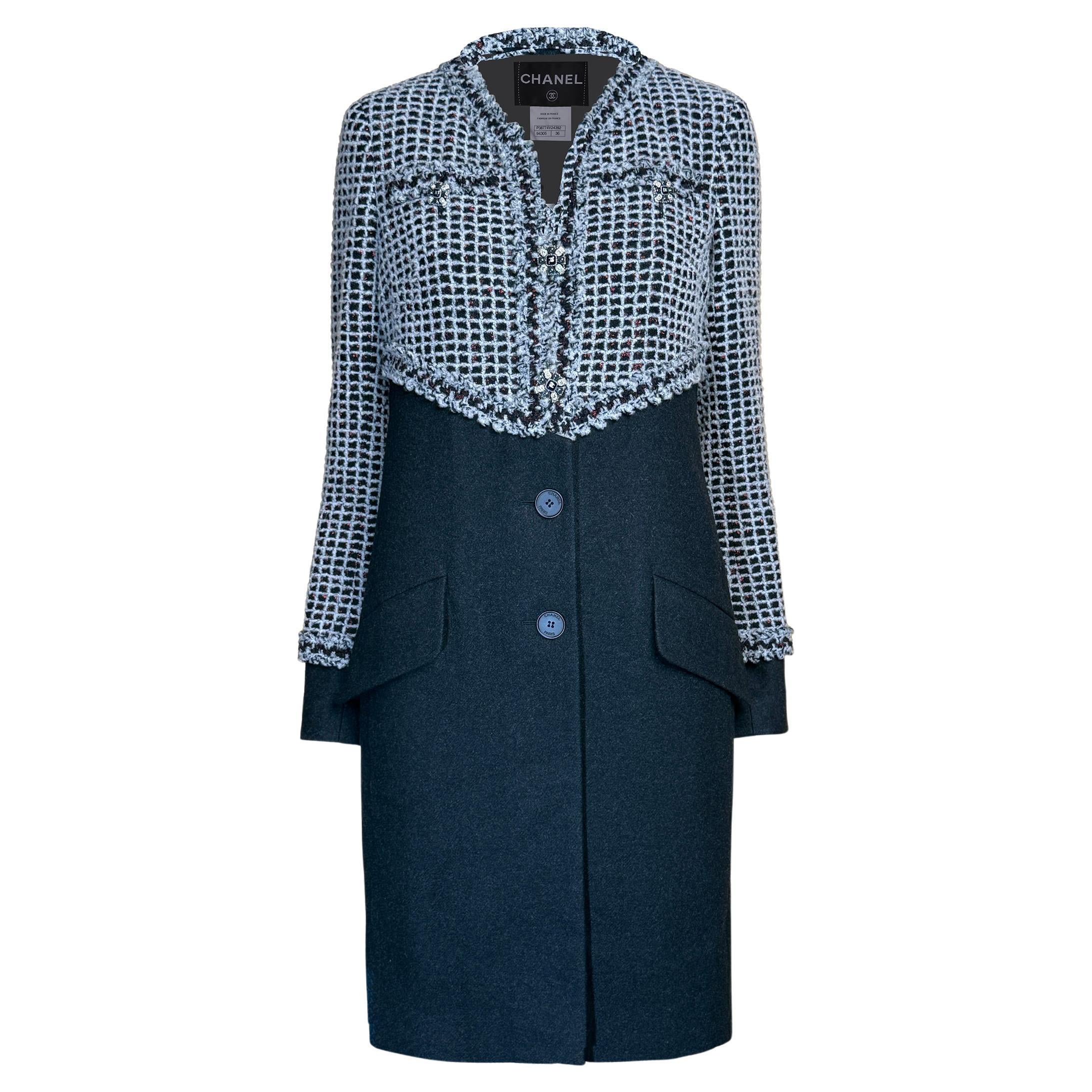 Chanel 9K$ Nuovo CC Gripoix Bottoni Artefatto Giacca Tweed 36 FR