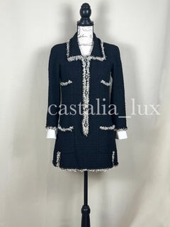 CHANEL 9K& New Chain Link Trim Black Tweed Dress 36 FR