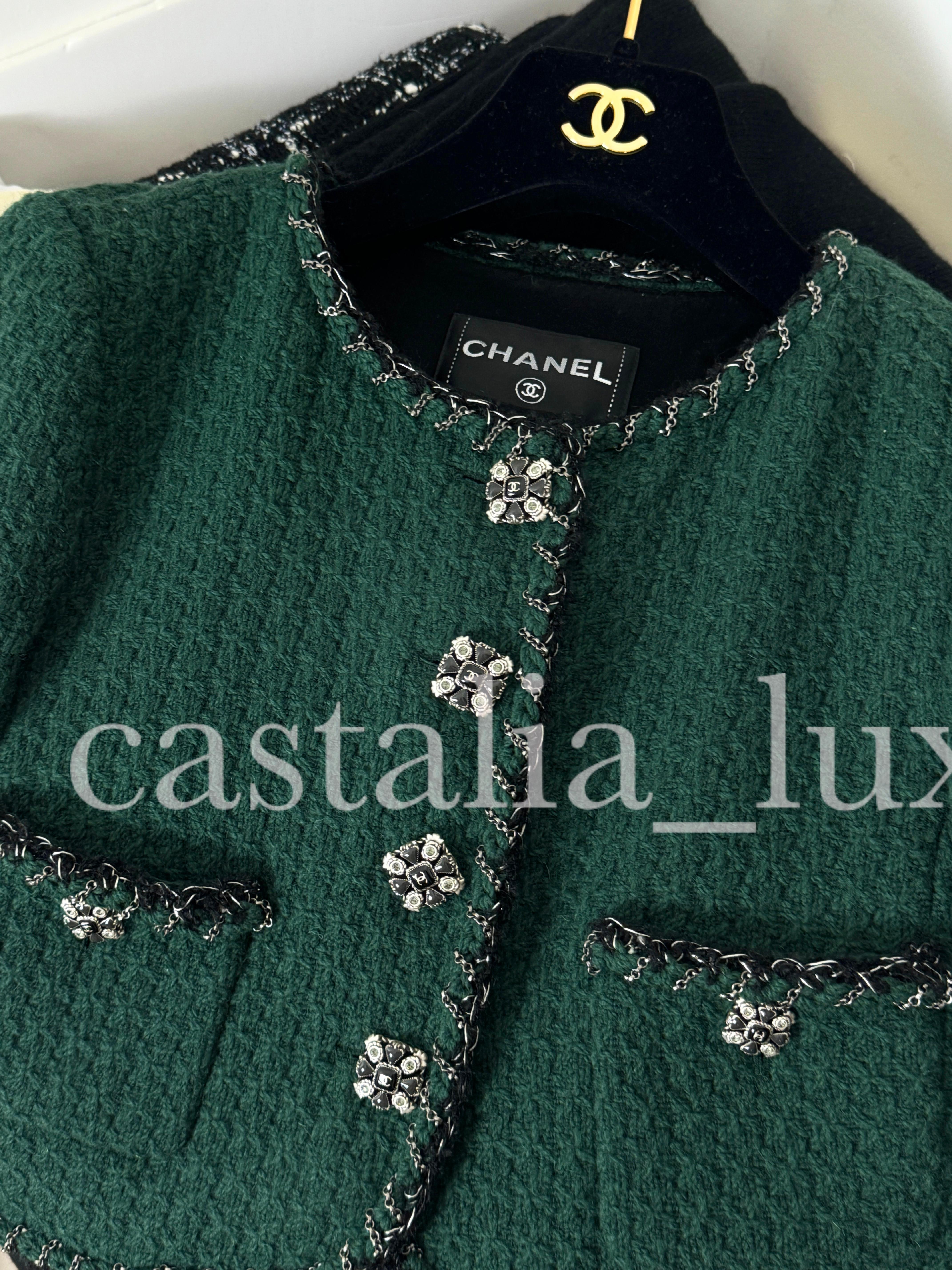 Black Chanel 9K$ New Chain Trim Jacket with Jewel Buttons