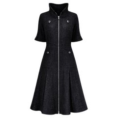 CHANEL 9K$ New Futuristic Black Tweed Jacket Dress 36 FR