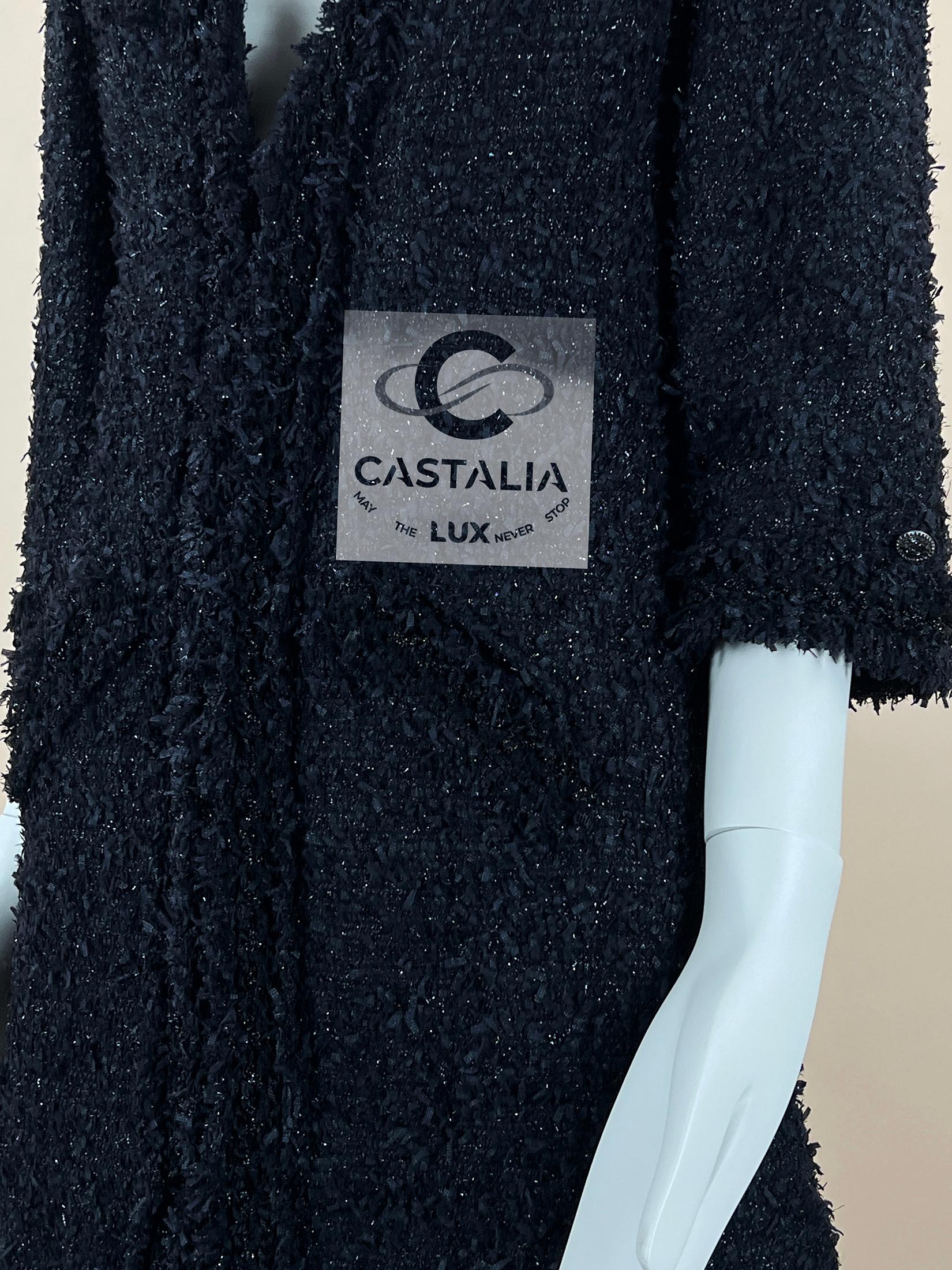 Chanel 9K$ Nueva París / Dubai Chaqueta de tweed Lesage negra 38 FR en venta 7