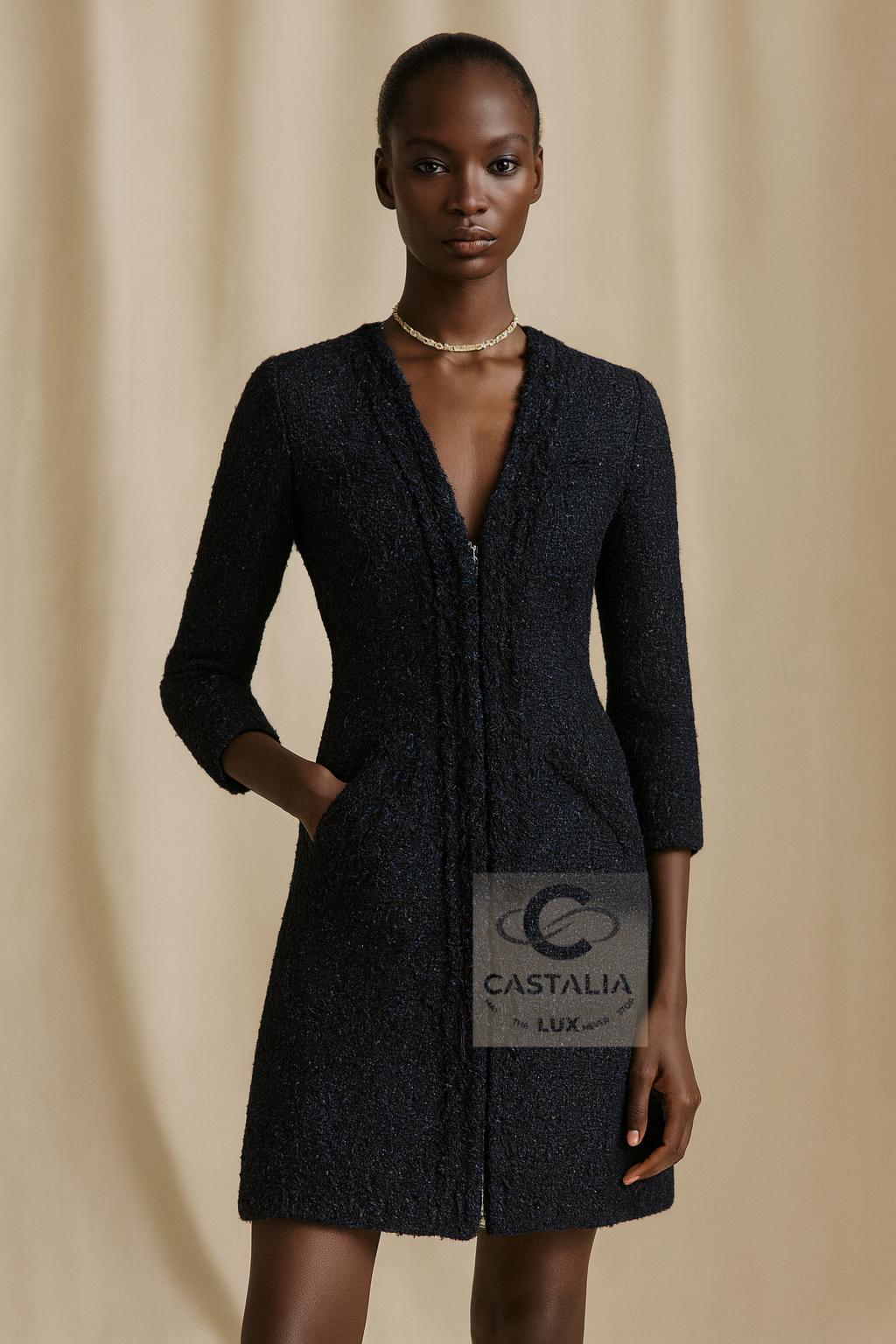 CHANEL Chaqueta de tweed Lesage negra brillante
- París / DUBAI 2015 Colección Crucero de Karl Lagerfeld
// Valoración de la boutique 8.860

~ Una rara creación del mítico viaje al desierto de Chanel, esta chaqueta encarna el brillo nocturno del