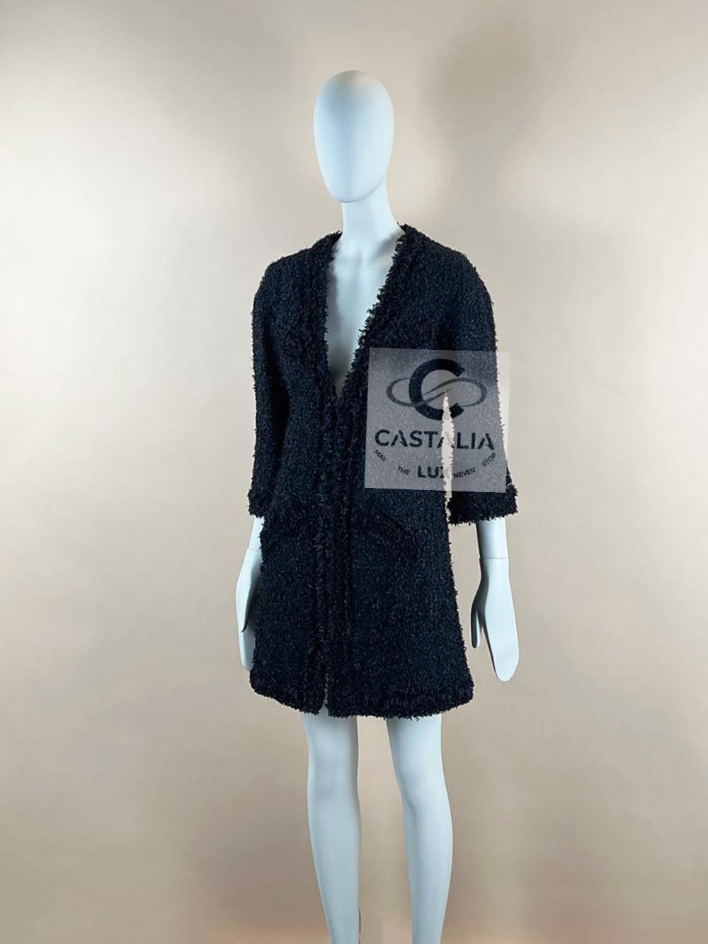 Chanel 9K$ Nueva París / Dubai Chaqueta de tweed Lesage negra 38 FR en venta 1