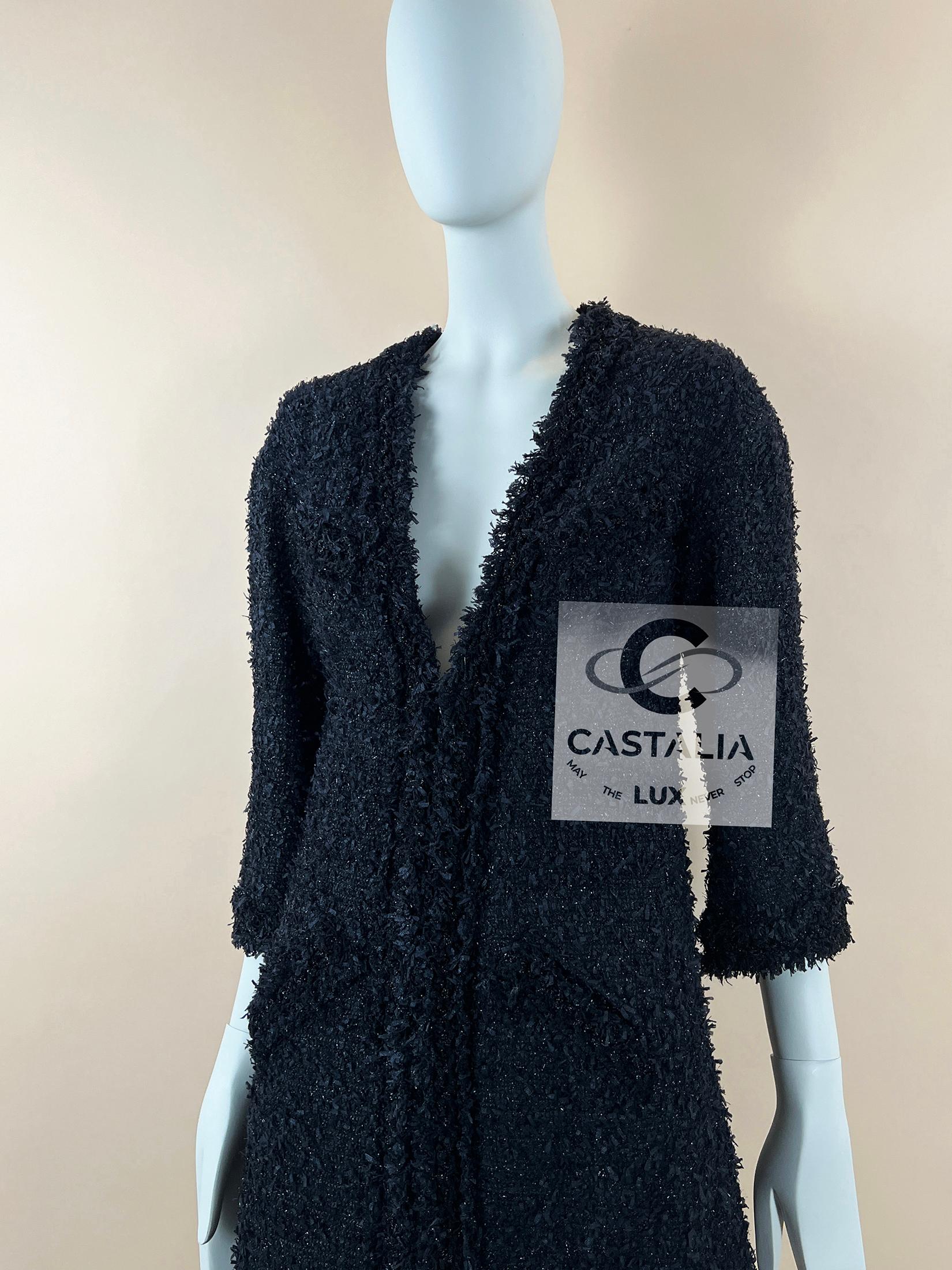 Chanel 9K$ Nueva París / Dubai Chaqueta de tweed Lesage negra 38 FR en venta 2