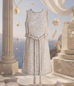CHANEL 9K$ New Paris / Greece Shimmer Tweed Belted Dress 36 FR