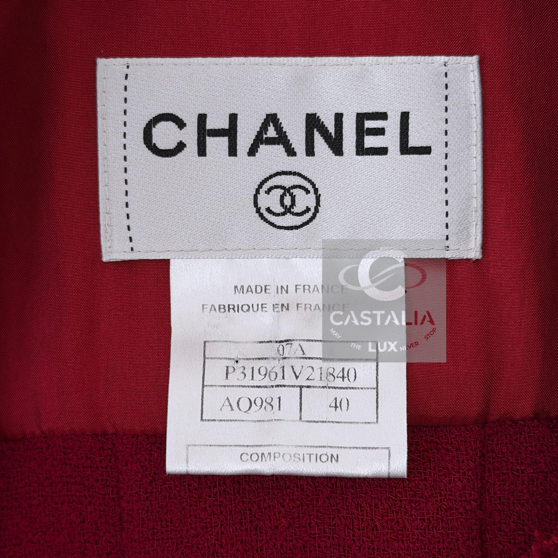 Chanel 9K$ New Paris / Monte-Carlo Iconic Burgundy Tweed Kleid 40 FR im Angebot 12