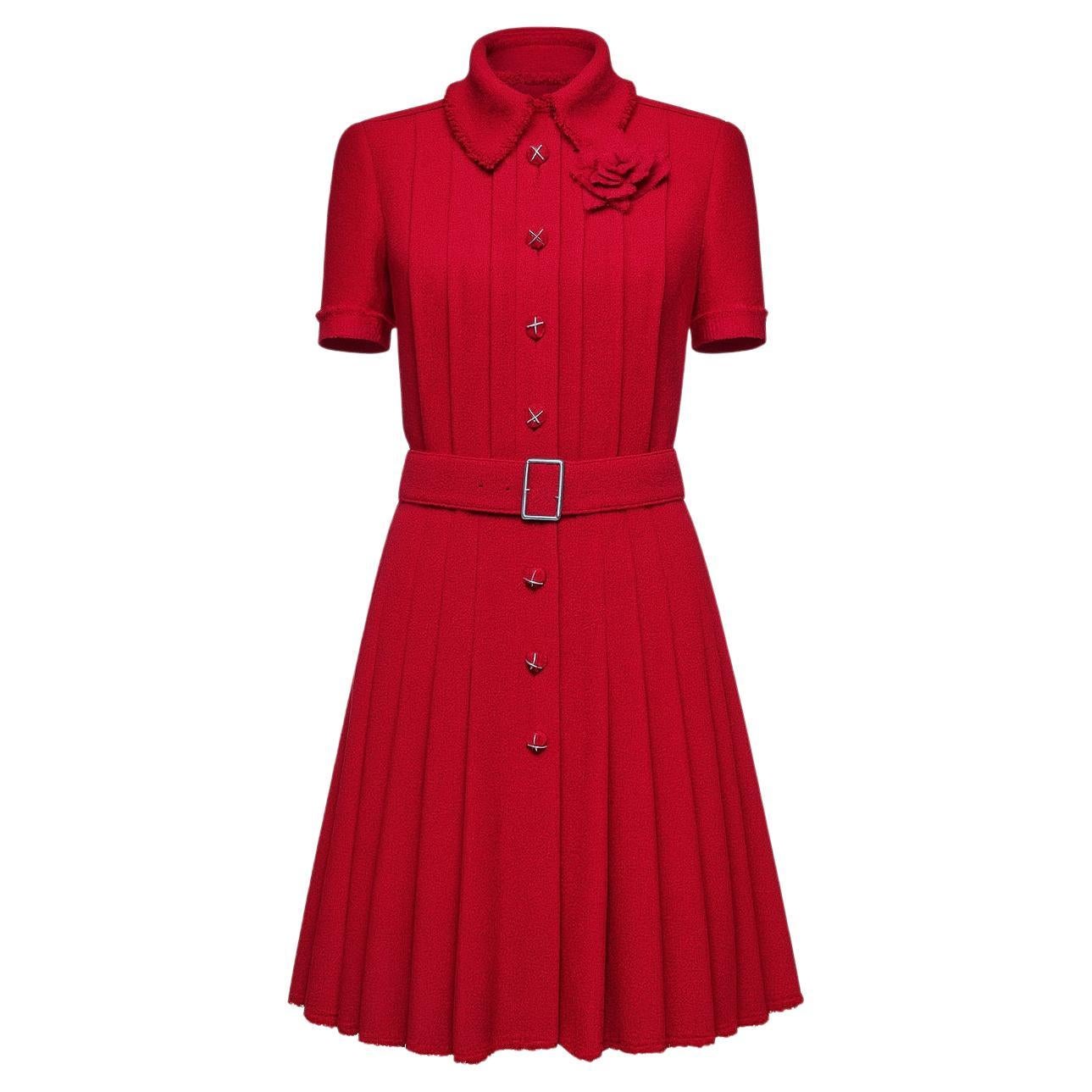 Chanel 9K$ Nuovo Parigi / Monte-Carlo Iconic Burgundy Tweed Dress 40 FR in vendita