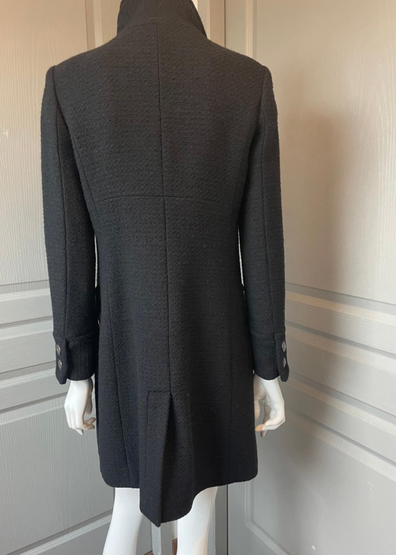 Chanel 9K$ New Supermarket Collection Black Tweed Coat 44 FR 7