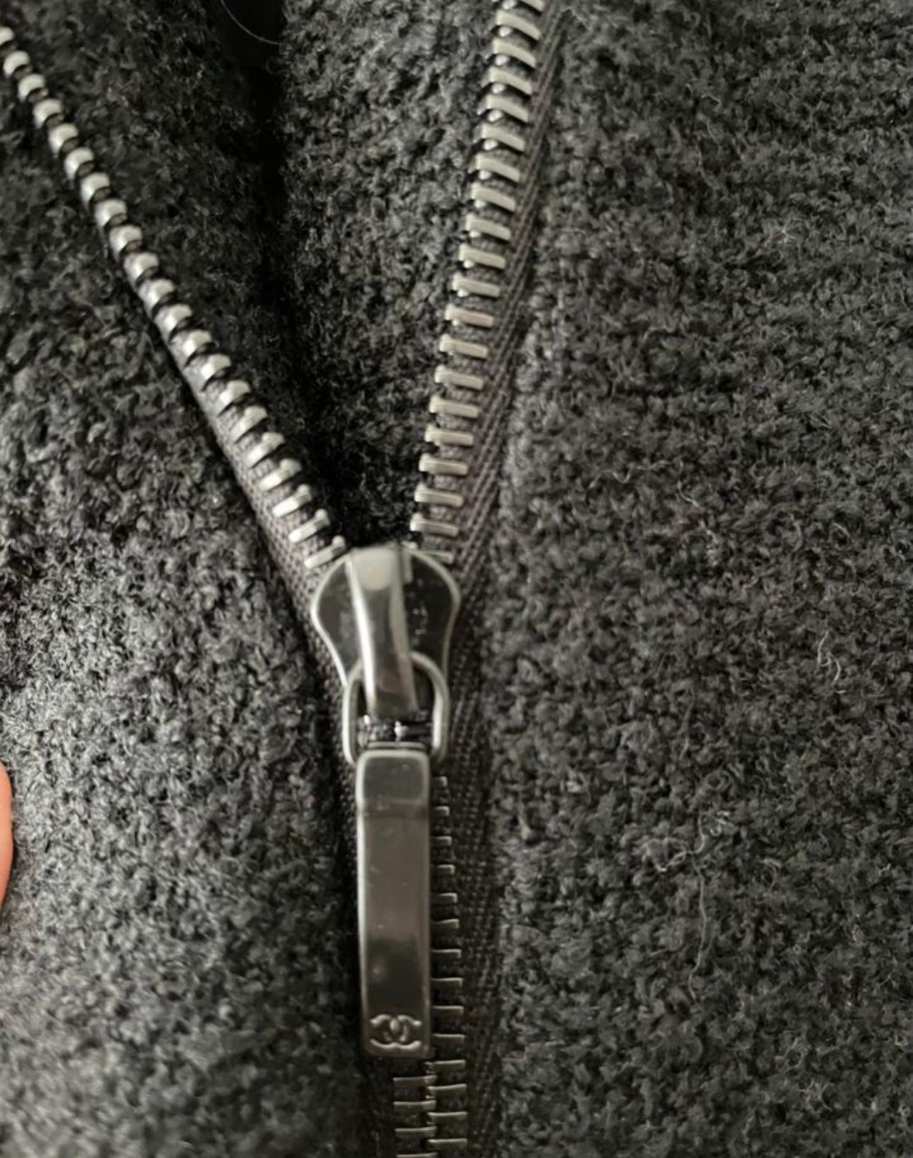 Chanel 9K$ New Supermarket Collection Black Tweed Coat 44 FR 8