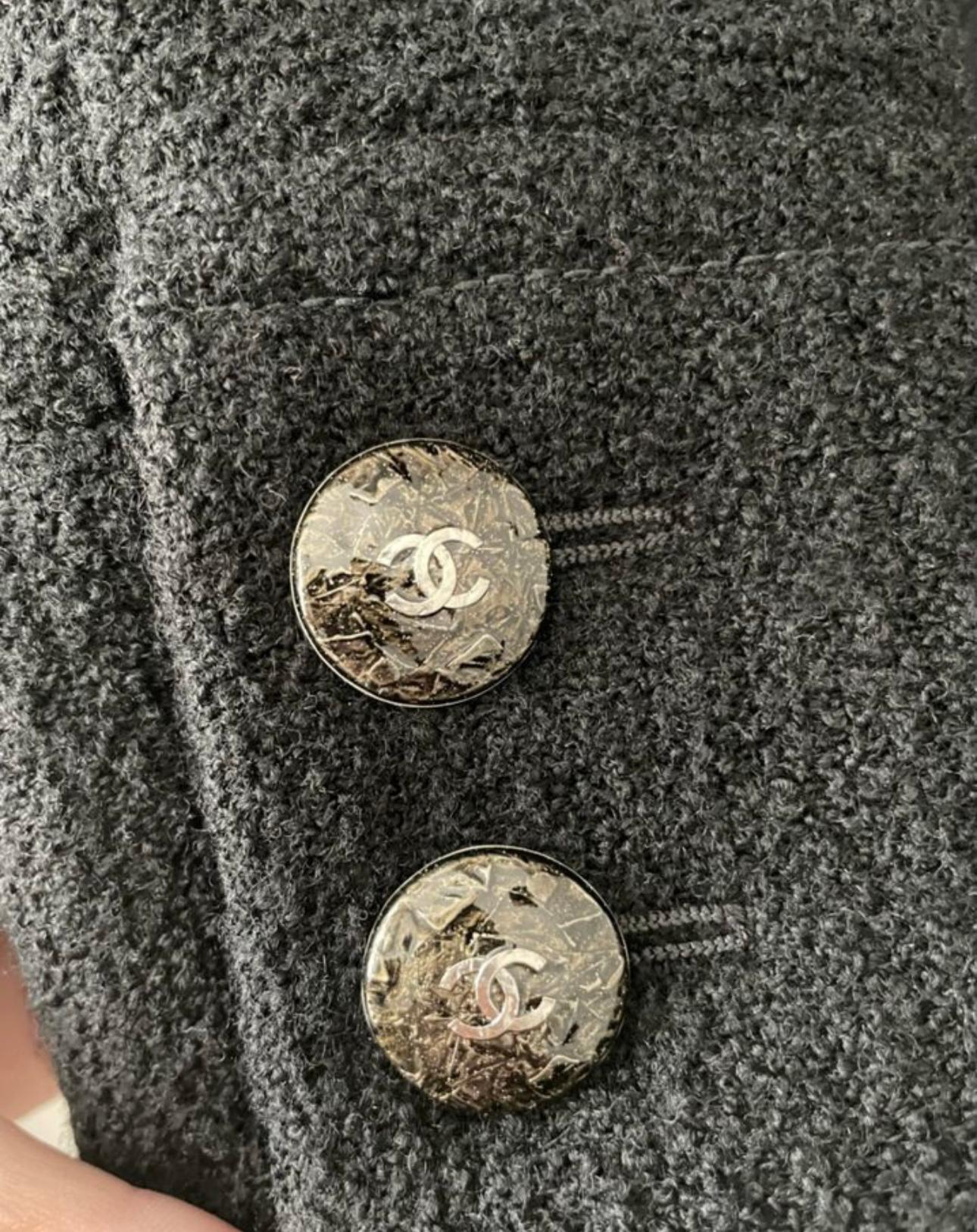 Chanel 9K$ New Supermarket Collection Black Tweed Coat 44 FR 9