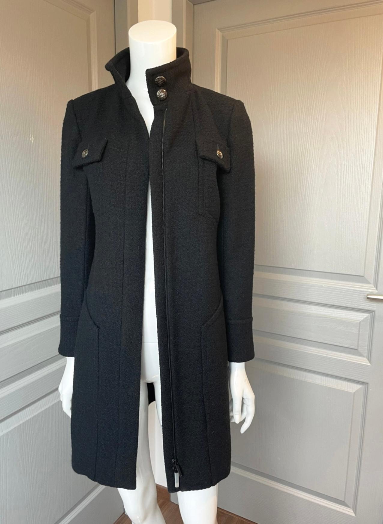 Chanel 9K$ New Supermarket Collection Black Tweed Coat 44 FR 3
