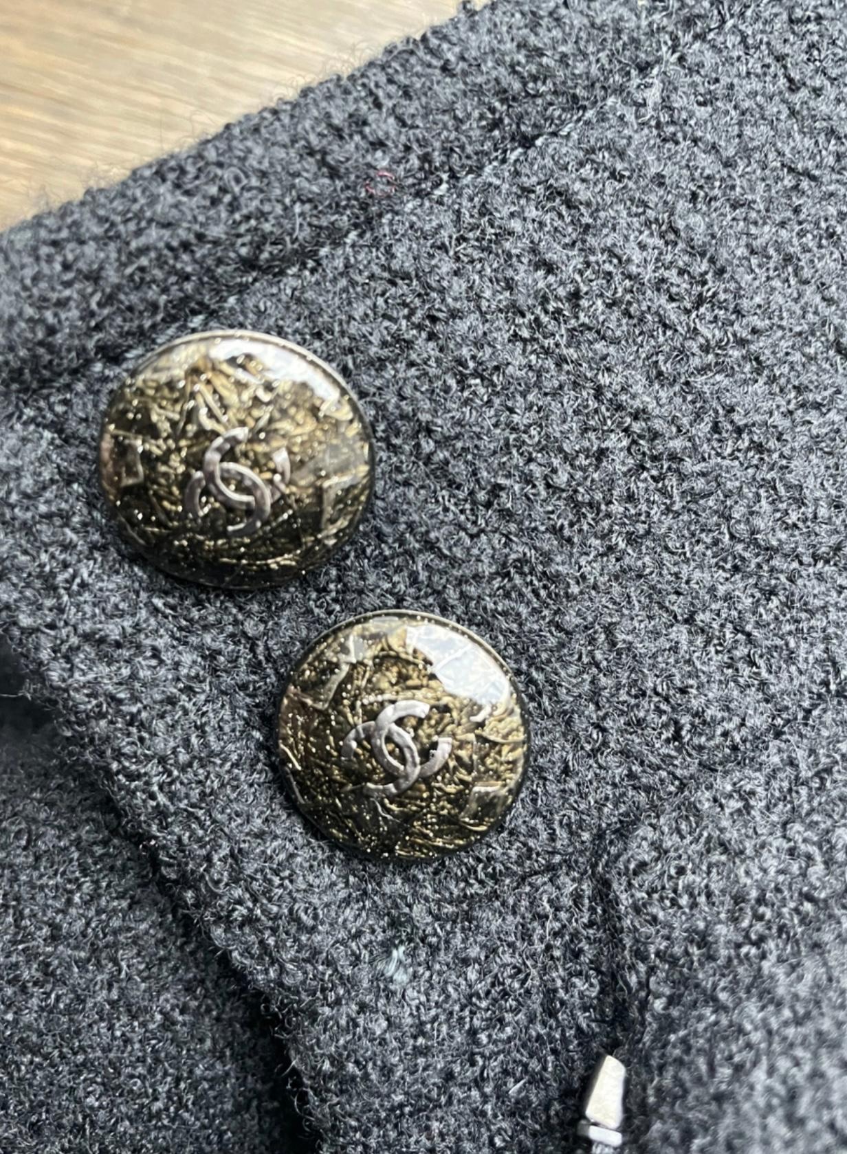 Chanel 9K$ New Supermarket Collection Black Tweed Coat 44 FR 5