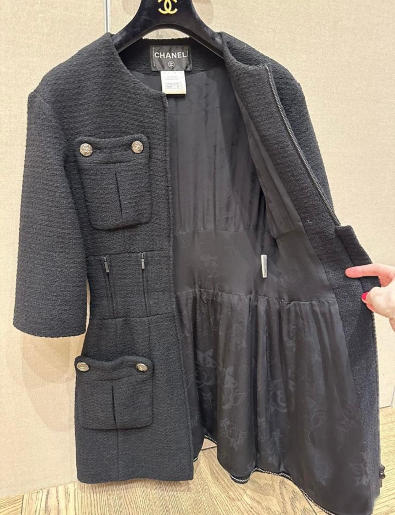 Chanel 9K$ New Supermarket Collection Black Tweed Jacket For Sale 4