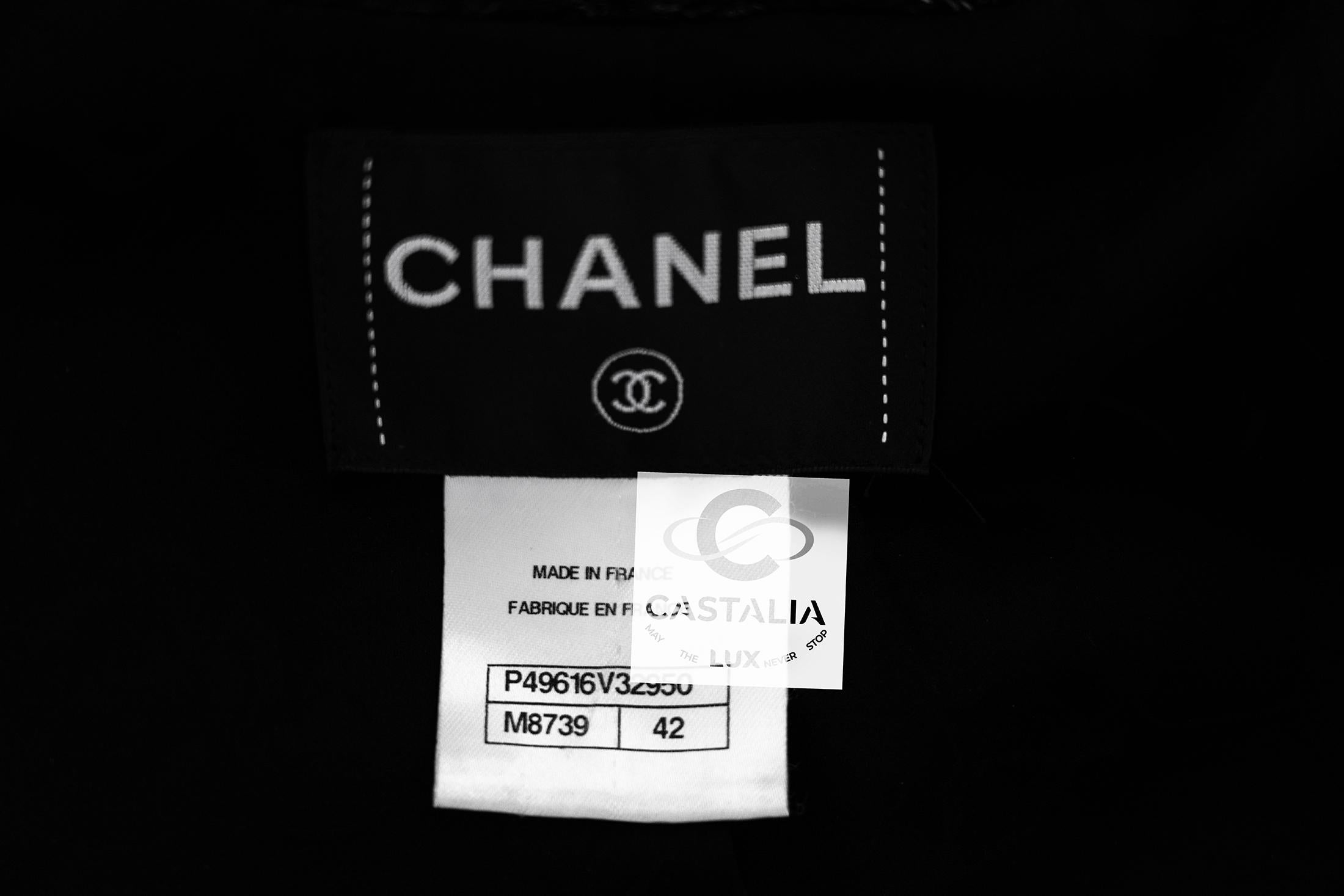 CHANEL 9K$ Paris / Dallas Black Shimmer Tweed Jacket 42 FR For Sale 11