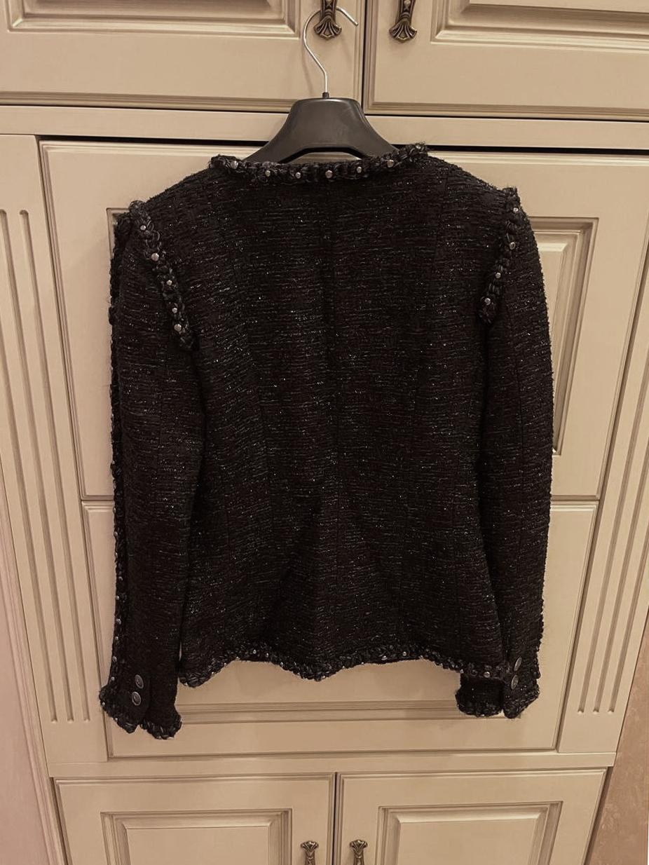 Chanel 9K$ Paris / Dallas Black Studded Tweed Jacket 42 FR 1
