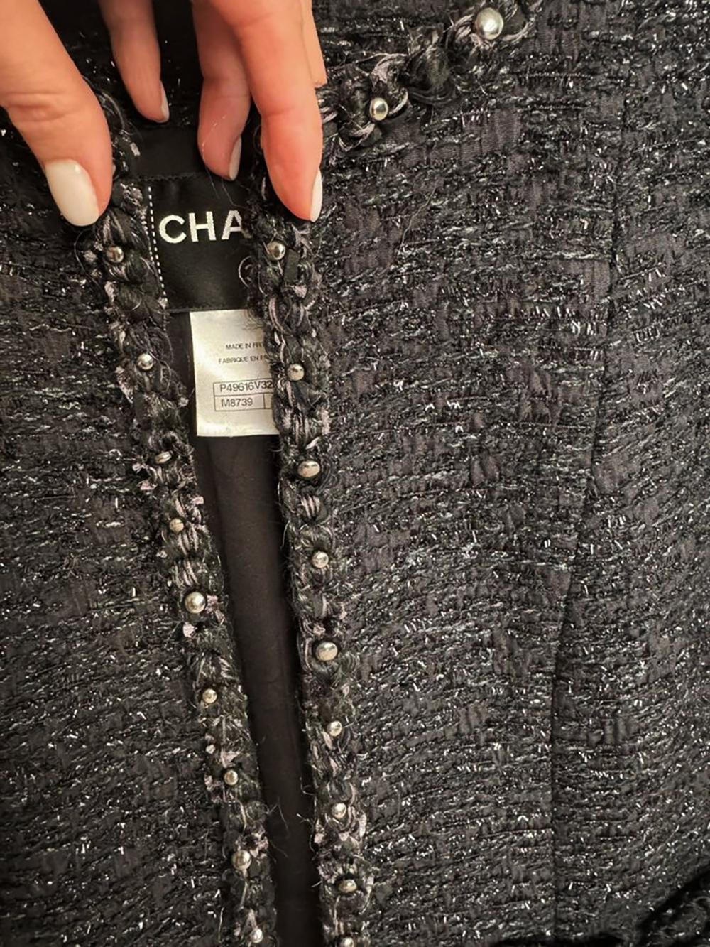 Chanel 9K$ Paris / Dallas Black Studded Tweed Jacket 42 FR 3