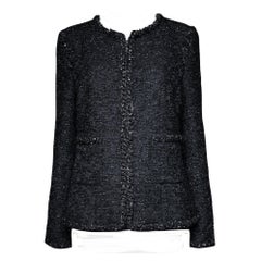 Chanel 9K$ Paris / Dallas Black Tweed Jacket with Metal Studs 42 FR