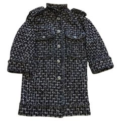 Chanel 9K$ Paris / Edinburgh Schwarzer Tweed-Mantel 