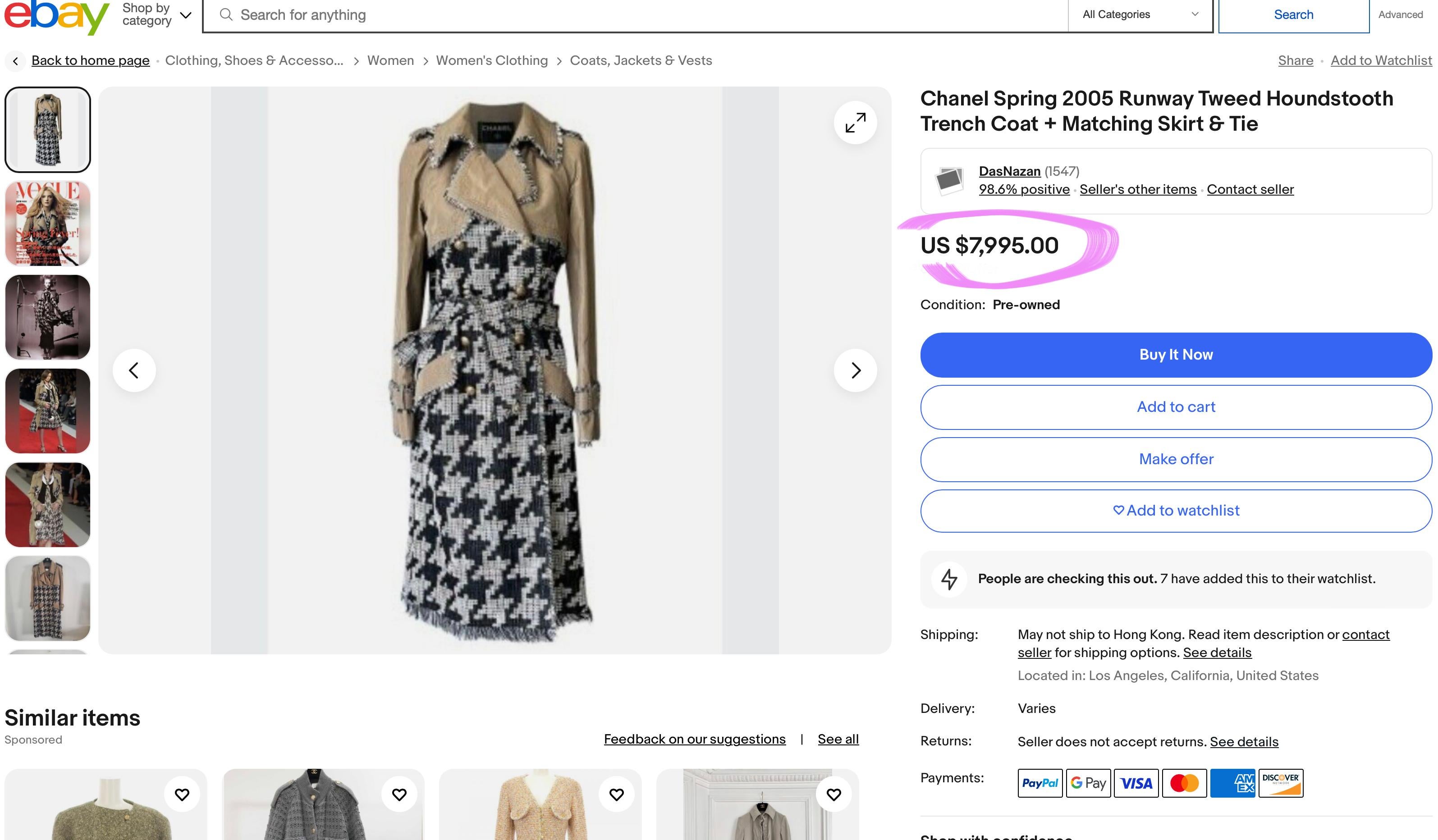 Brown Chanel 9K$ Rarest Vogue Cover Tweed Trench Coat