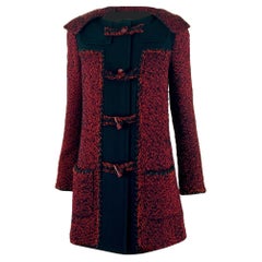 CHANEL 9K$ Runway Burgundy Tweed Parka Coat 42 FR