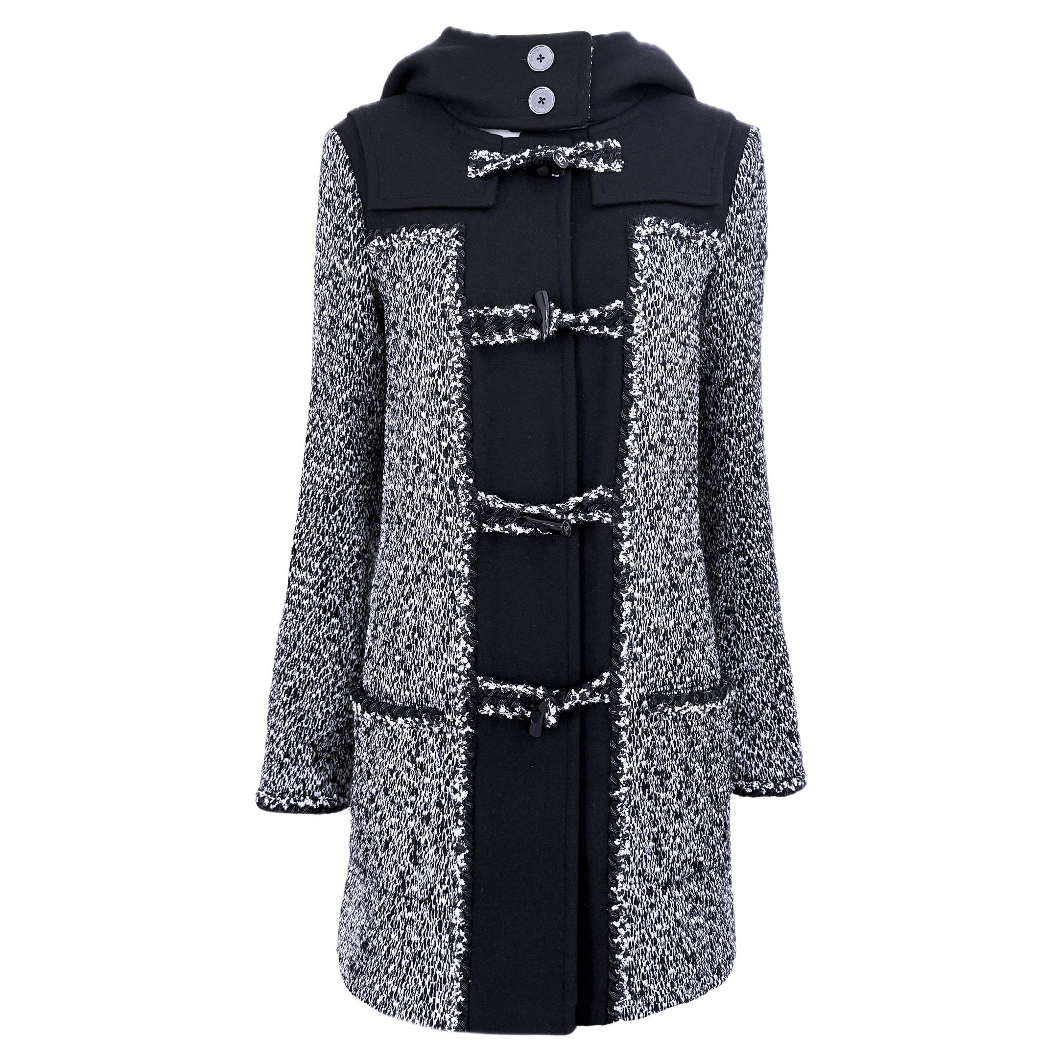 CHANEL 9K$ Runway Marble Tweed Parka Coat 34 FR