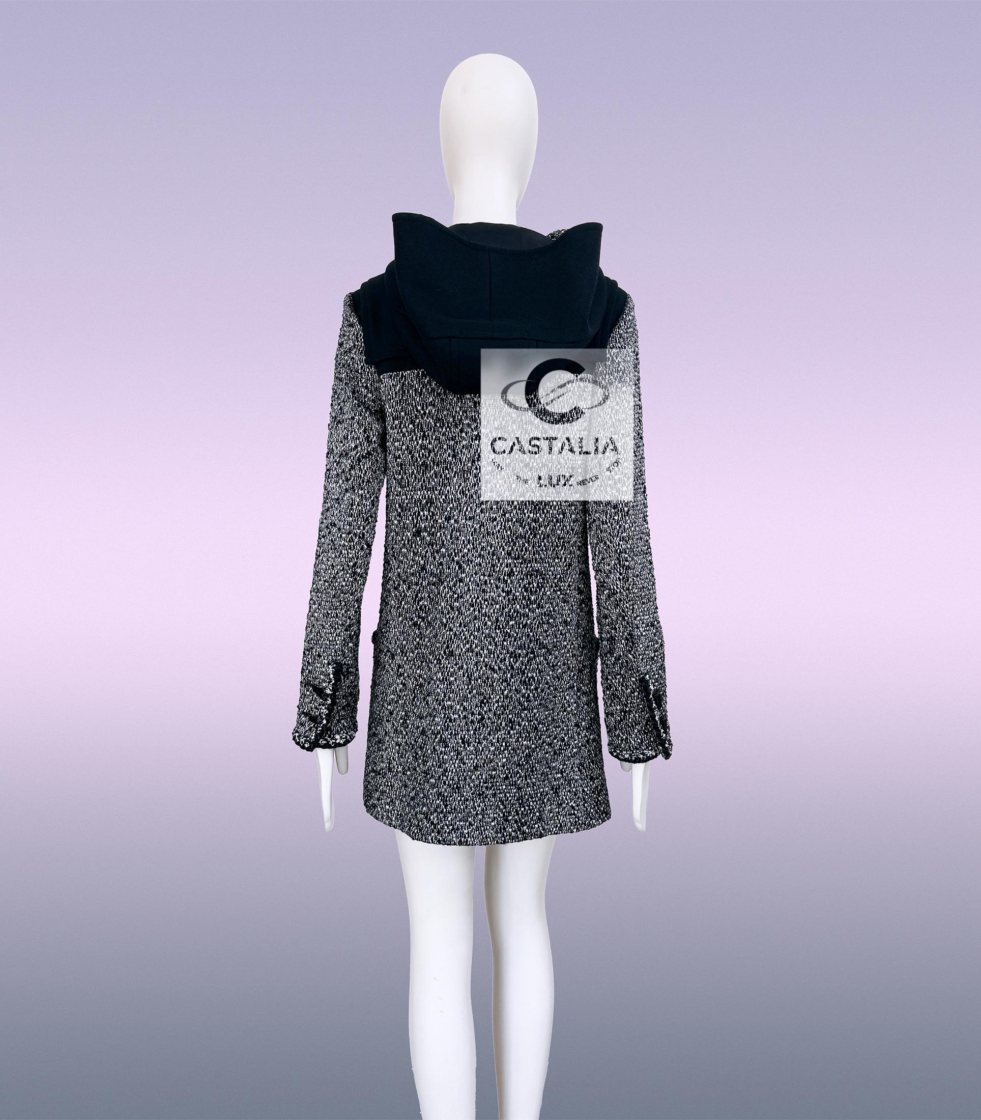 CHANEL 9K$ Laufsteg Marmor Tweed Parka Mantel 38 FR im Angebot 11