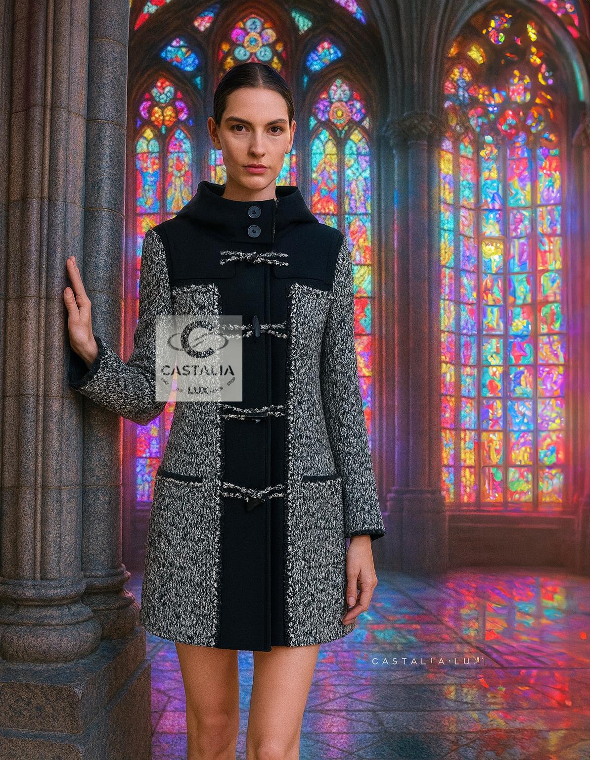 CHANEL 9K$ Laufsteg Marmor Tweed Parka Mantel 38 FR für Damen oder Herren im Angebot