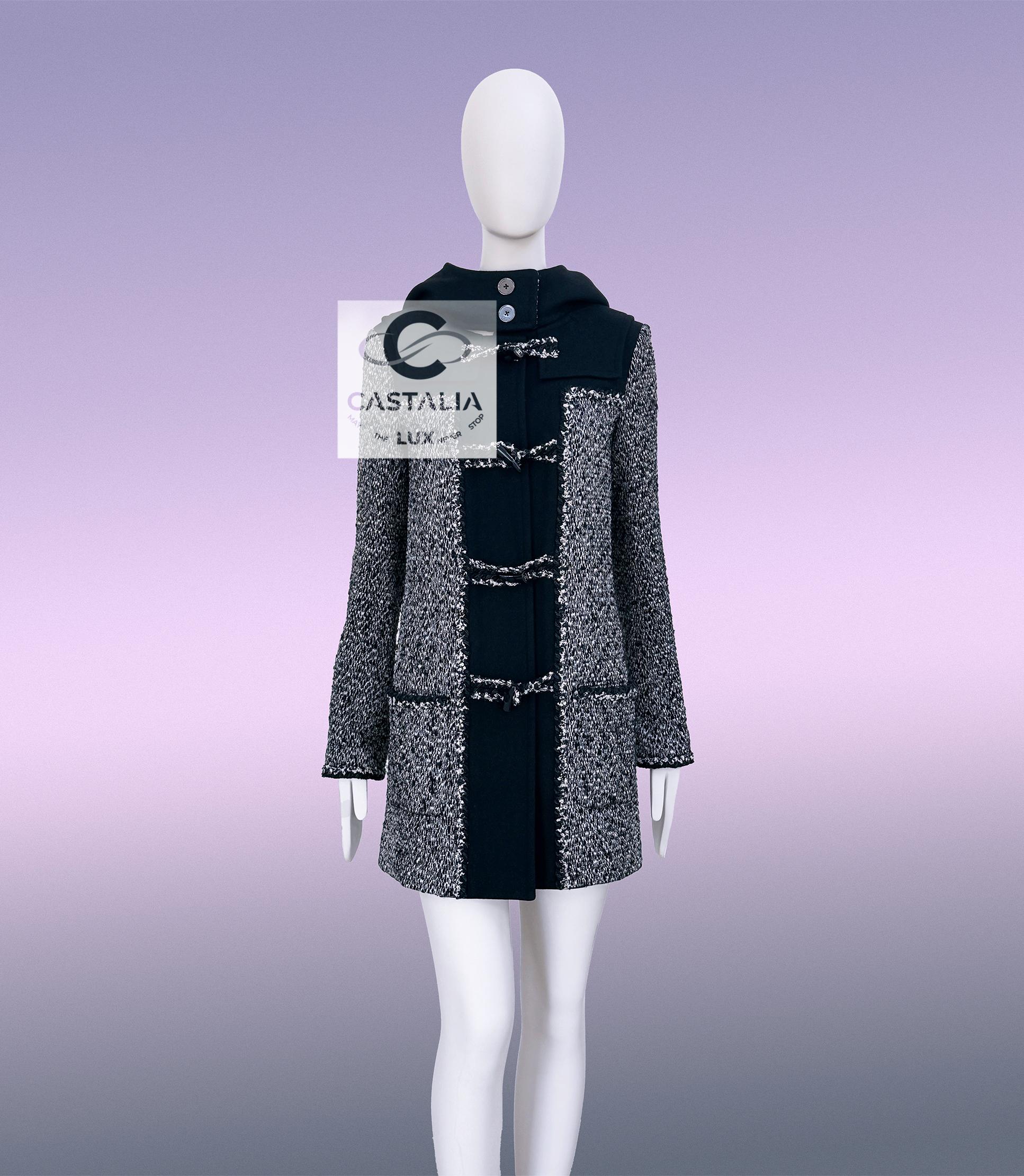 CHANEL 9K$ Laufsteg Marmor Tweed Parka Mantel 38 FR im Angebot 2