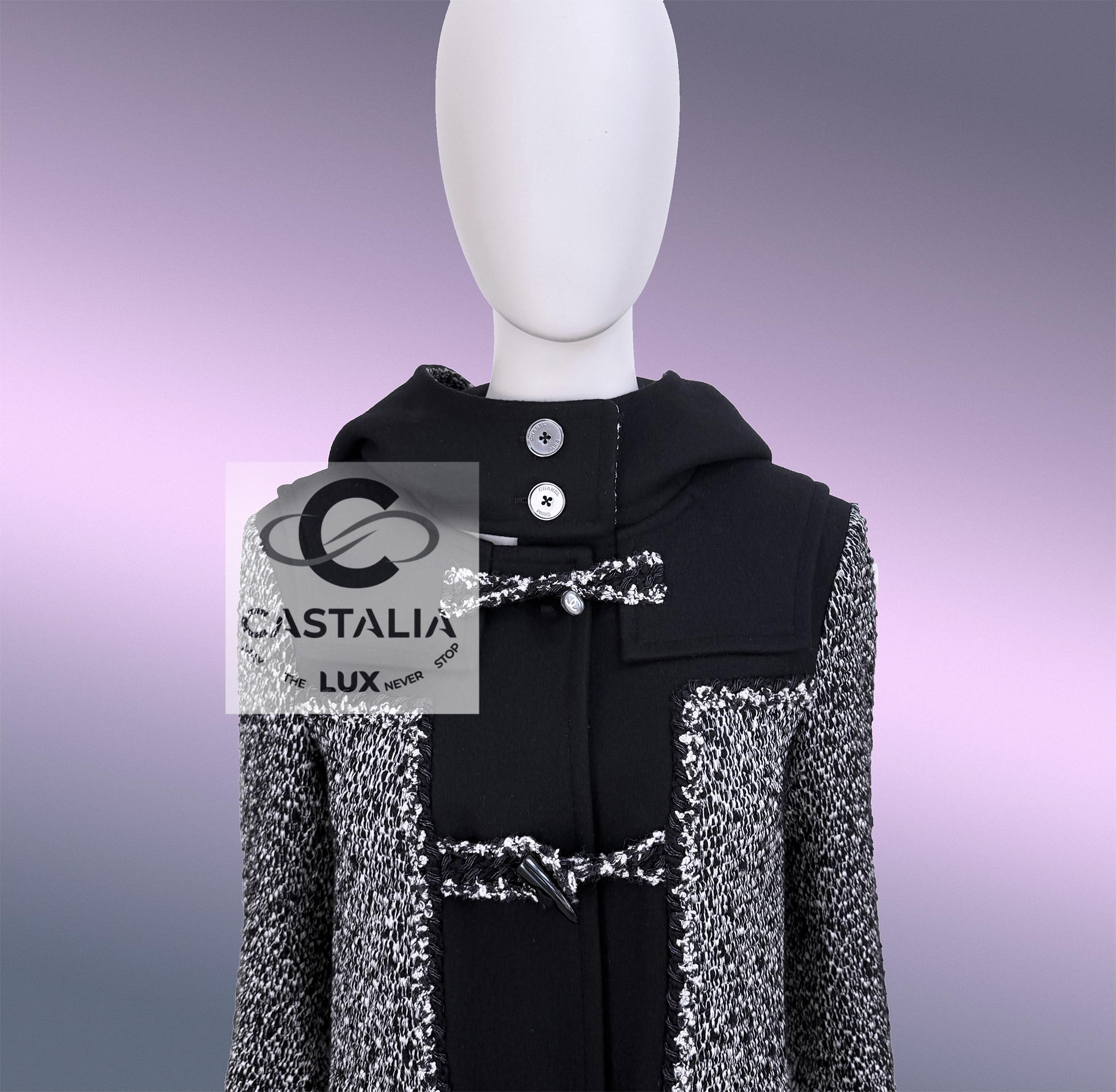 CHANEL 9K$ Laufsteg Marmor Tweed Parka Mantel 38 FR im Angebot 3