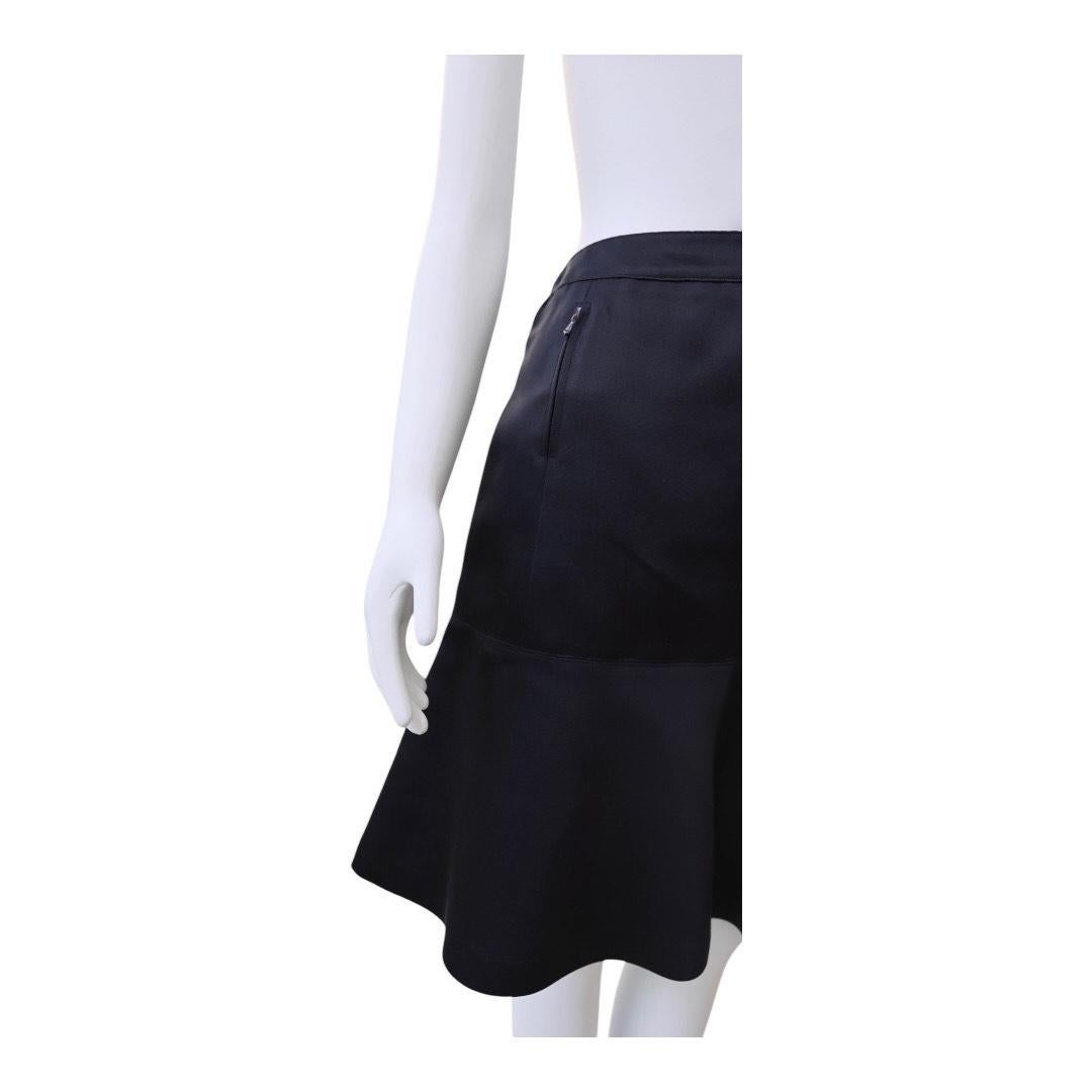Chanel A-Line Black Silk Skirt In Excellent Condition For Sale In Dallas, TX