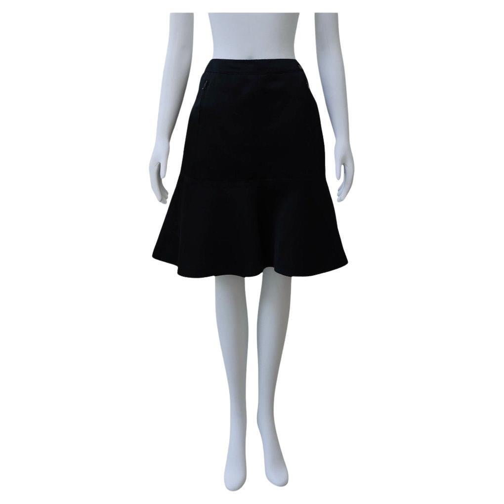 Chanel A-Line Black Silk Skirt For Sale