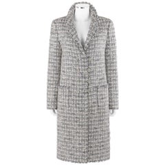 CHANEL A/W 2005 Grey Silver Metallic Classic Fantasy Tweed Boucle Box Coat Pearl