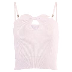 Chanel A/W 2005 ribbed white bow knit top