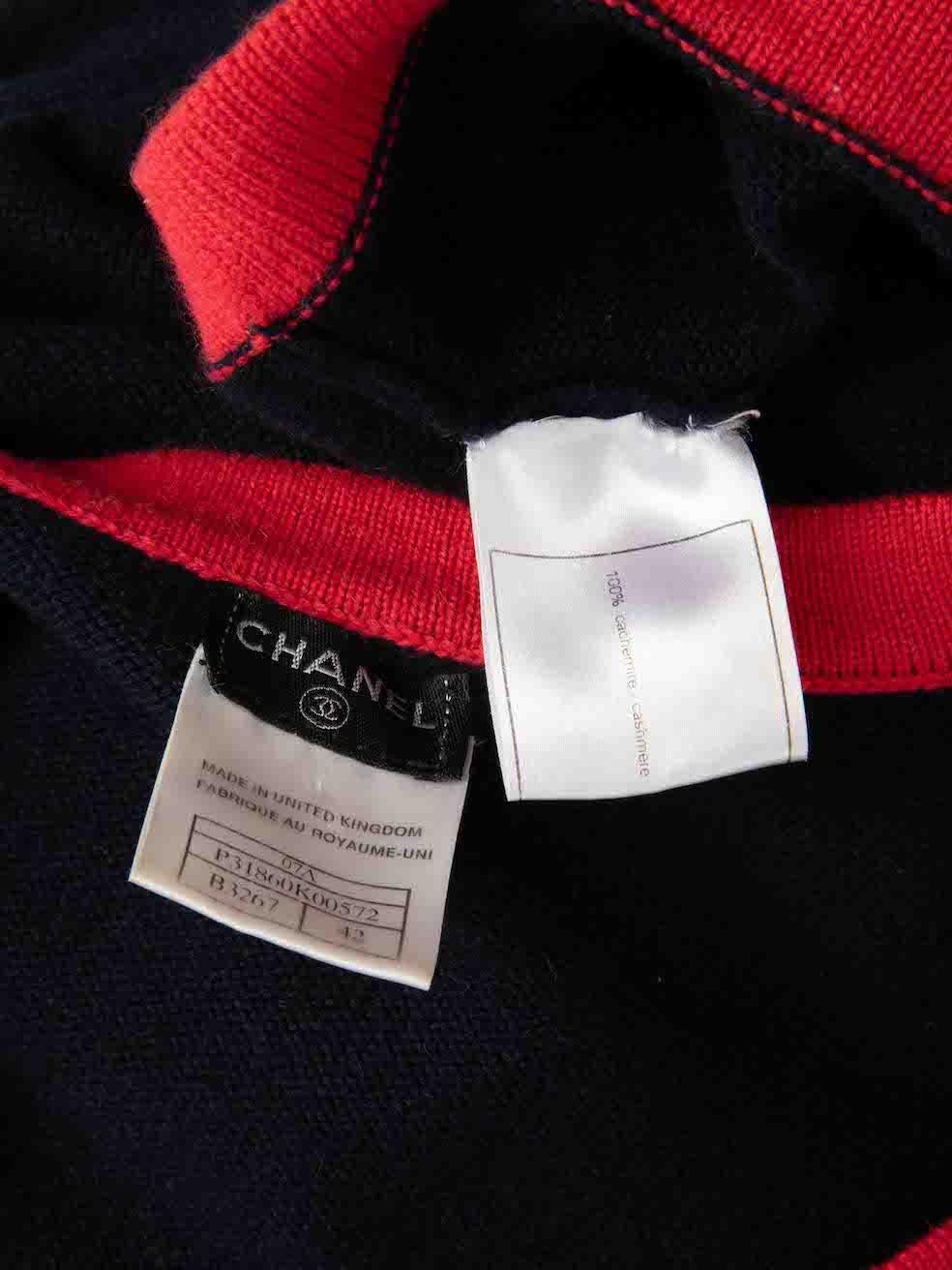 Chanel A/H 2007 - Mini robe en maille de cachemire bleu marine, taille XL en vente 1