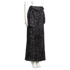 Chanel A/W 2023 Runway Long Skirt w/ Camellia Logo C Print in Black White Silk