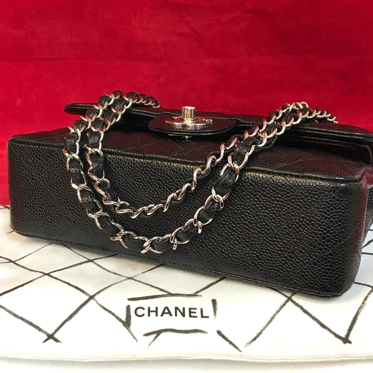 CHANEL A01113 classic double flap bag small shoulder bag quilted caviar 2018 For Sale 4